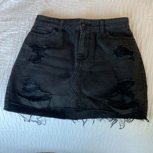 Black High Waisted Denim Skirt